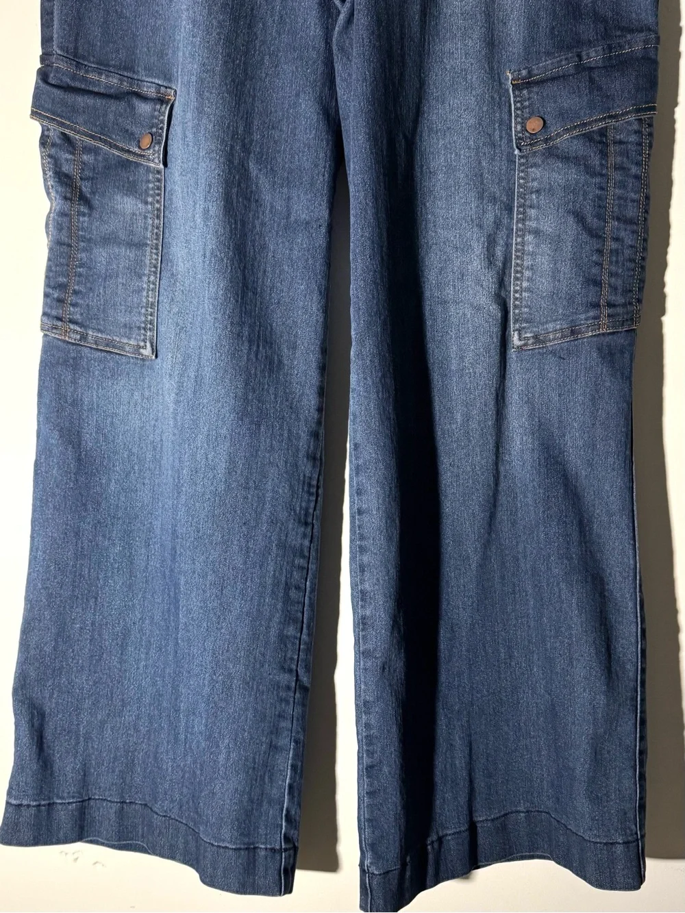 Democracy SkyRise Absolution Wide Leg Jeans Cargo Mid Blue Wash Size 14 - Picture 3 of 11